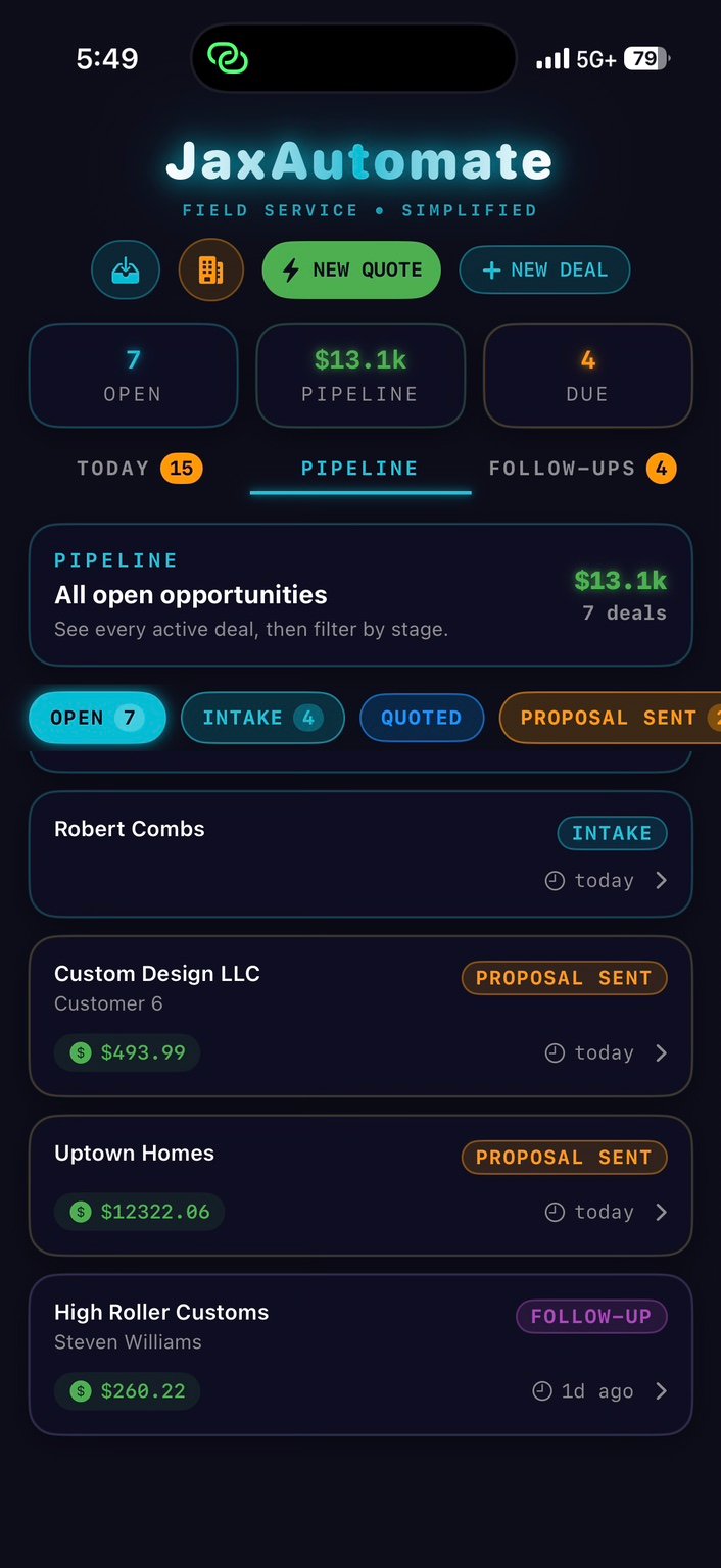 JaxAutomate opportunity pipeline